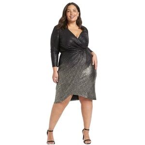 LANE BRYANT SURPLICE OMBRE FOIL DRESS SZ 14 Party Cocktail Dress